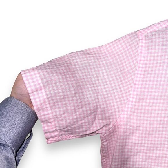Brooks Brothers Pink 100% Baird Mcnutt Linen S/S Button Down - Picture 5 of 9